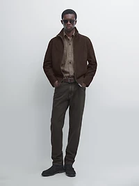 Blouson en cuir effet daim