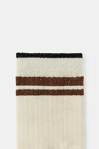 CHAUSSETTES CÔTELÉES RAYURES FIL MÉTALLISÉ