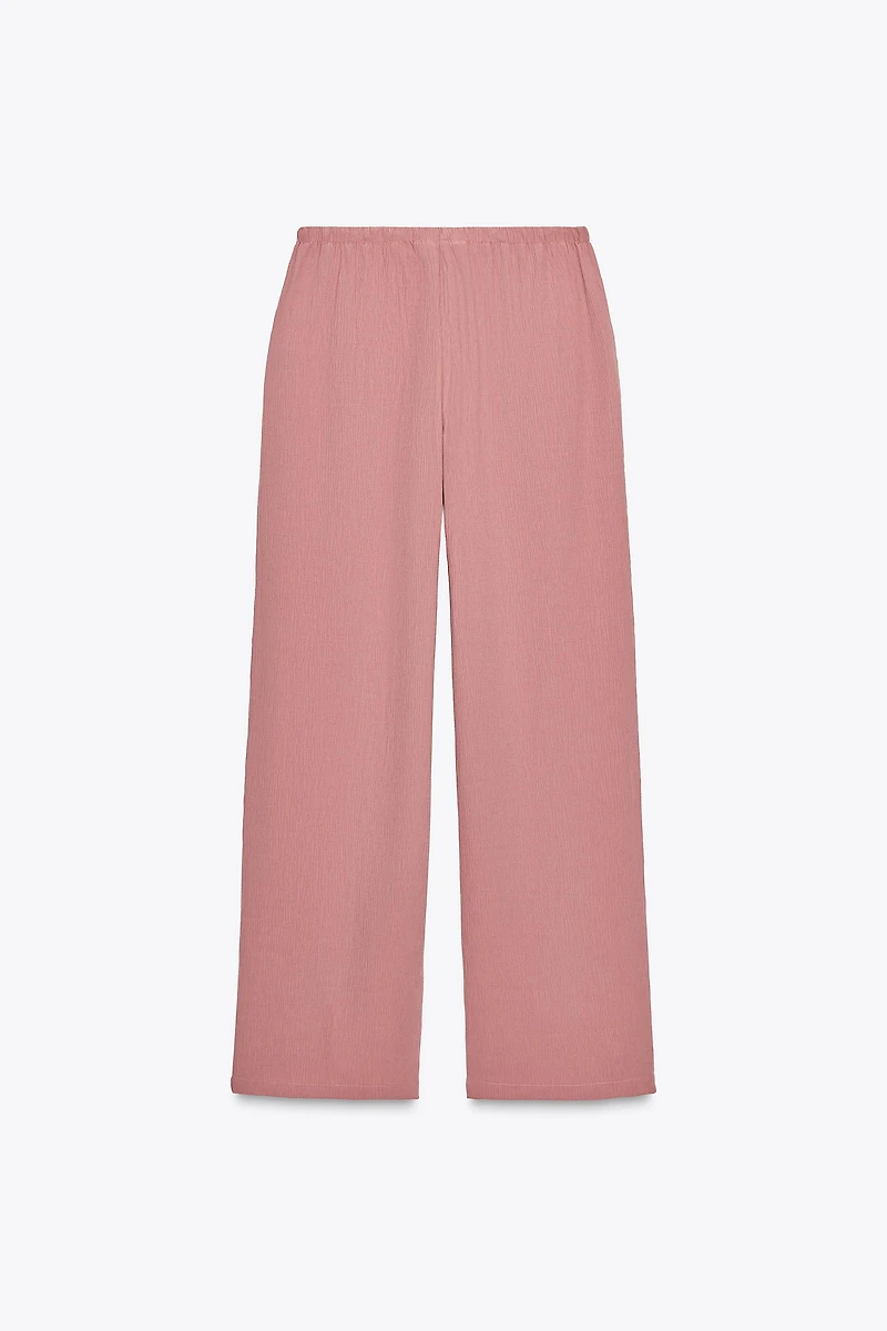 WRINKLE EFFECT WIDE LEG PANTS