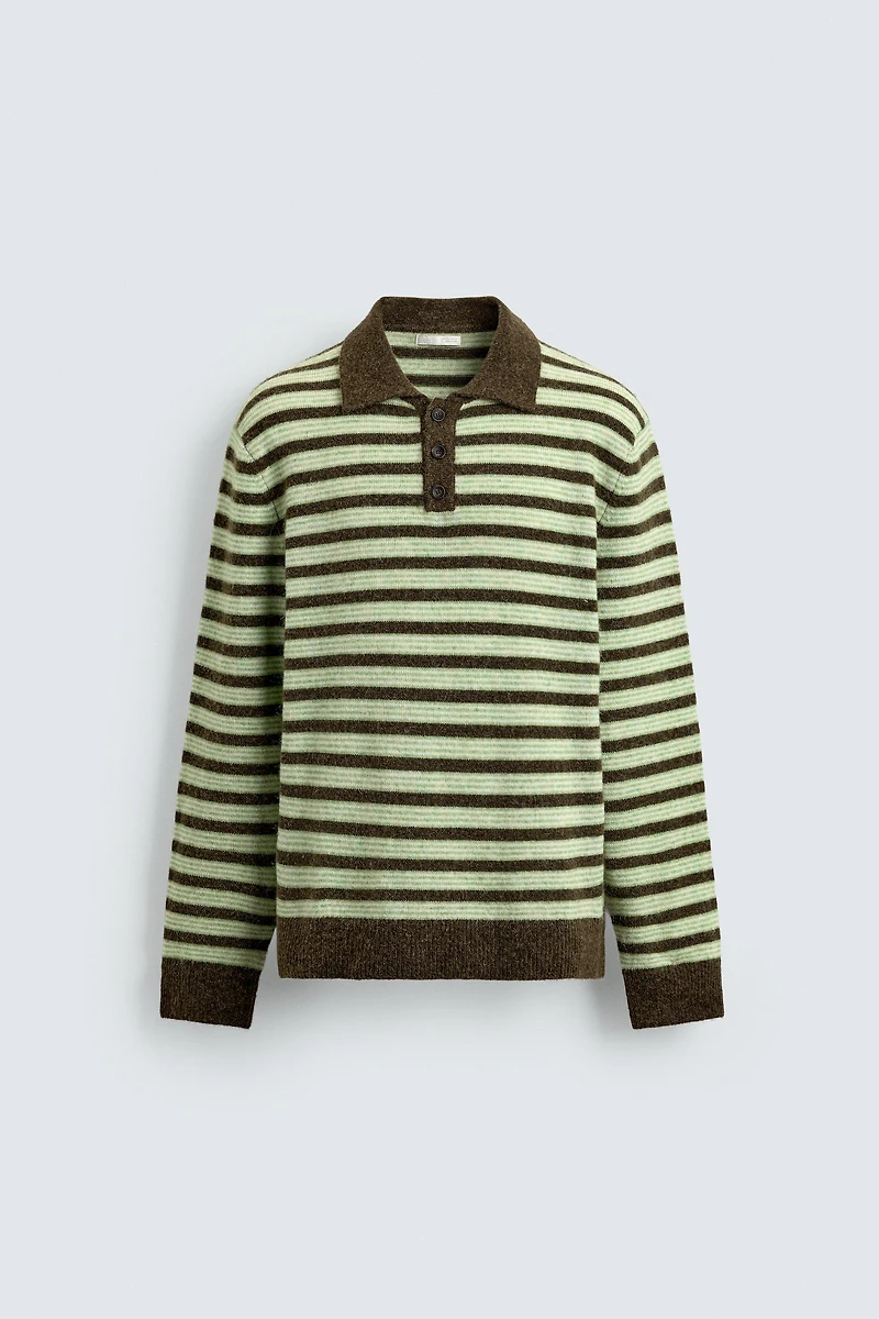 STRIPED KNIT POLO SHIRT