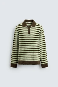STRIPED KNIT POLO SHIRT