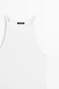 Top encolure américaine en coton mélangé