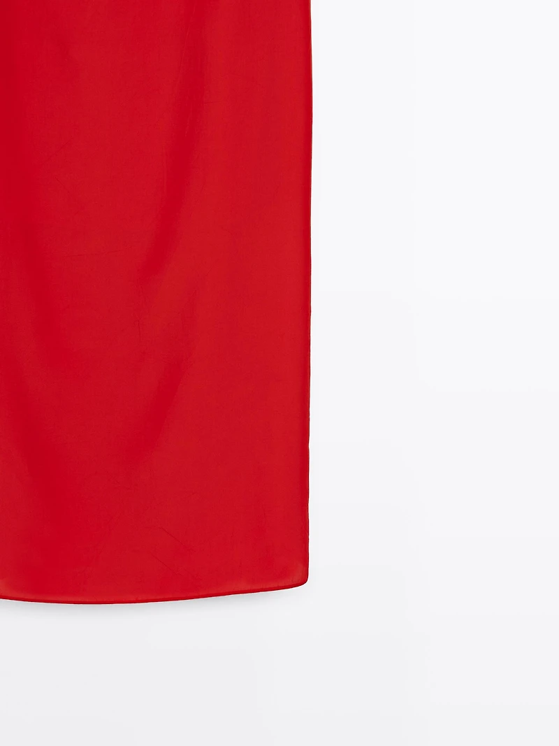 Midi dress with a straight neckline