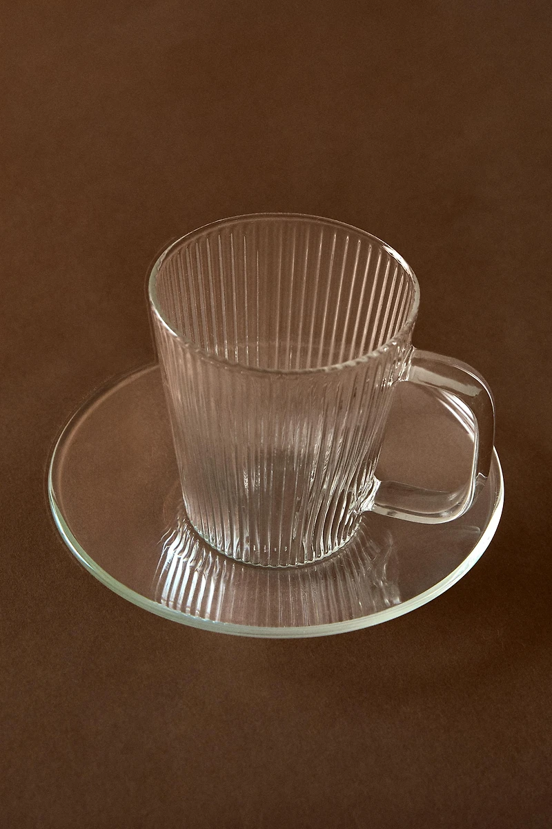 BOROSILICATE GLASS COFFEE CUP AND SAUCER
