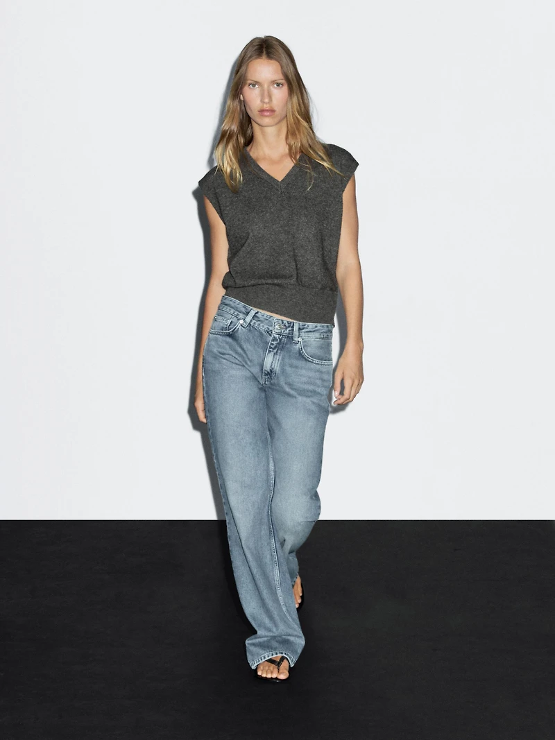 Veste sans manches en maille à col V