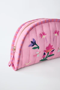 EMBROIDERED FLORAL TOILETRY BAG