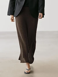 Long cotton blend knit skirt