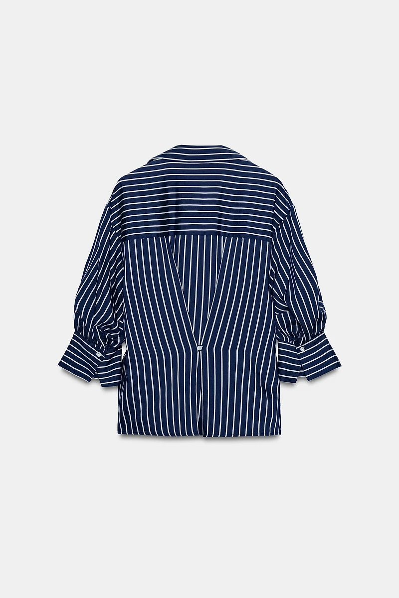 STRIPED BALLOON SLEEVE SHIRT