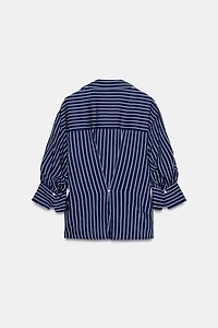 STRIPED BALLOON SLEEVE SHIRT