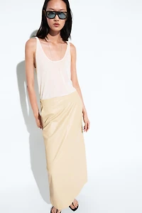 Nappa leather midi skirt