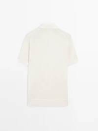 Cutwork V-neck polo shirt