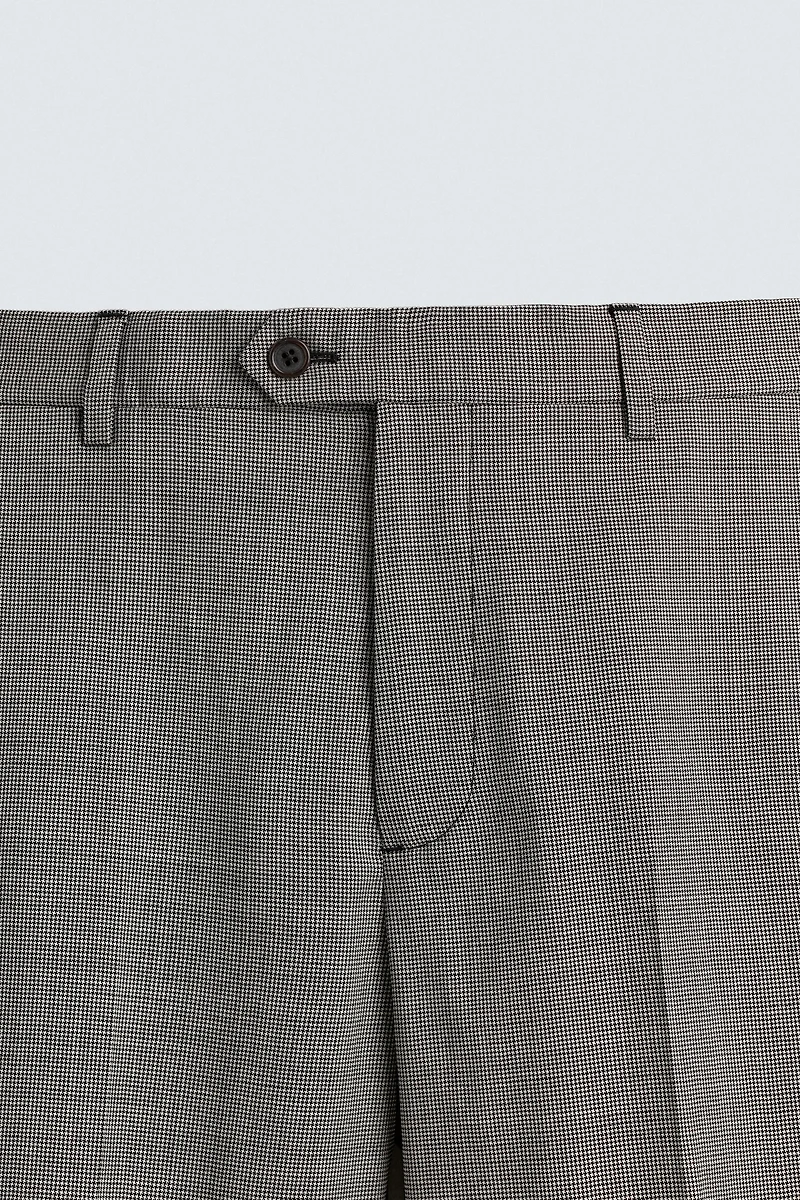 PLAID WOOL BLEND SUIT PANTS