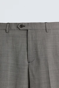 PLAID WOOL BLEND SUIT PANTS