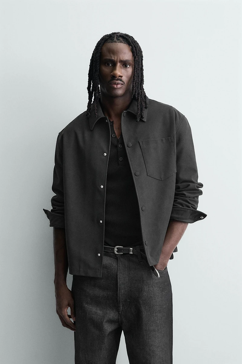 RELAXED FIT FAUX SUEDE OVERSHIRT