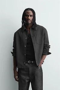 RELAXED FIT FAUX SUEDE OVERSHIRT