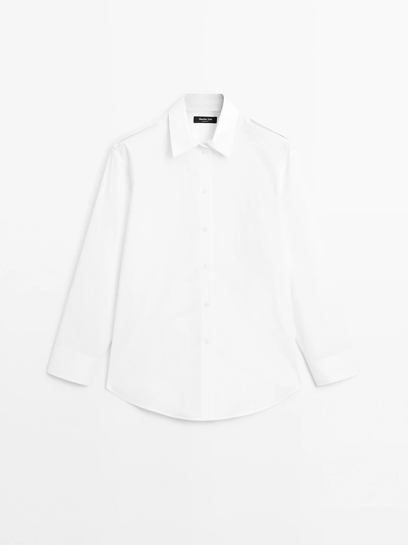 100% cotton poplin shirt with shoulder detail