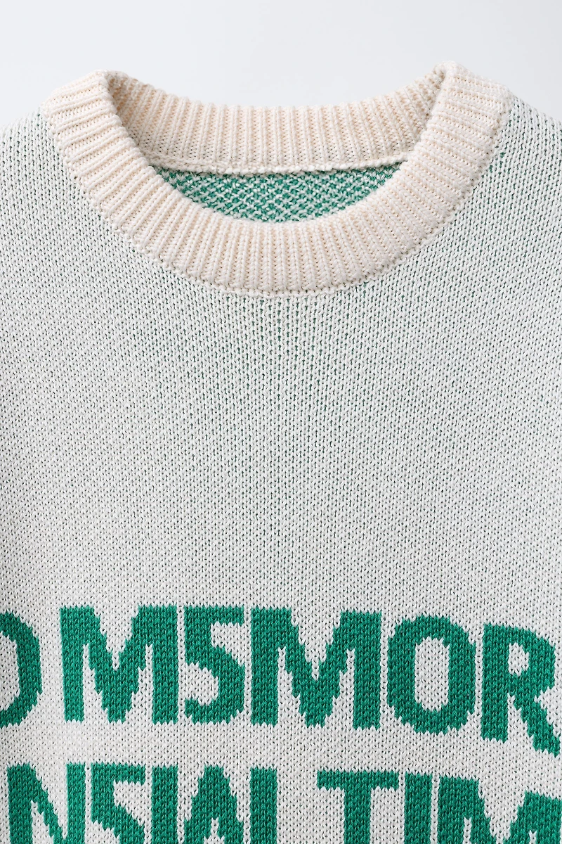 EMBROIDERED TEXT KNIT SWEATER