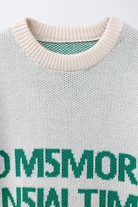EMBROIDERED TEXT KNIT SWEATER