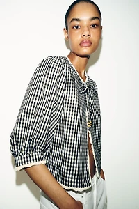 CROCHET GINGHAM CHECK JACKET