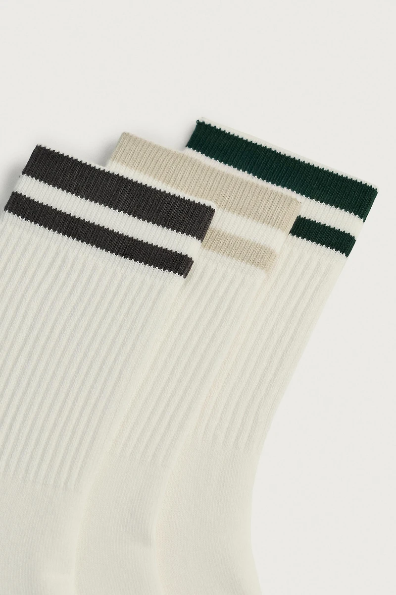 LOT DE 3 CHAUSSETTES CÔTELÉES À BANDES