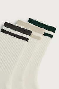 LOT DE 3 CHAUSSETTES CÔTELÉES À BANDES
