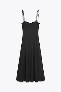 RUFFLED POPLIN MIDI DRESS