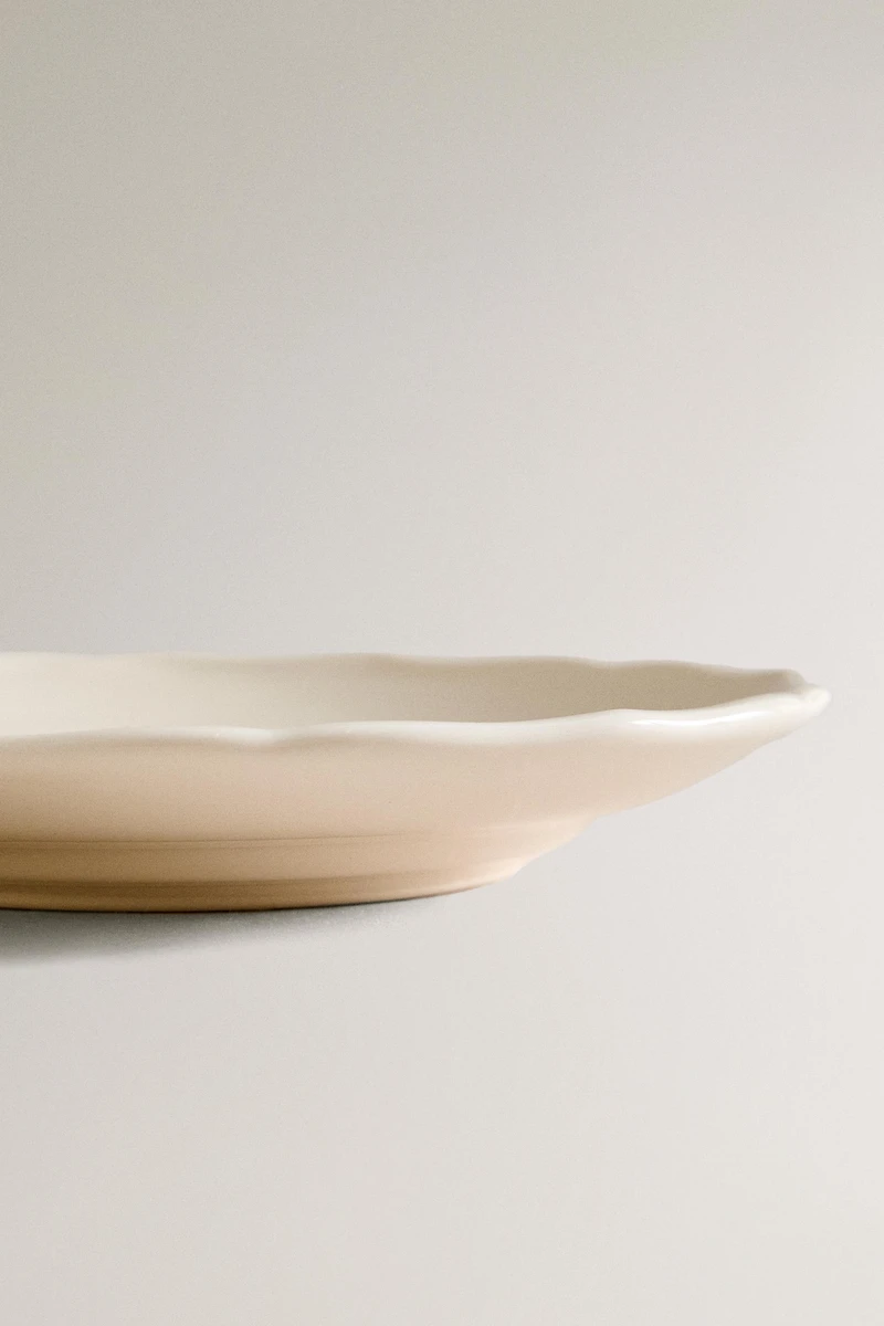 EARTHENWARE SIDE DISH WITH RAISED-DESIGN EDGE