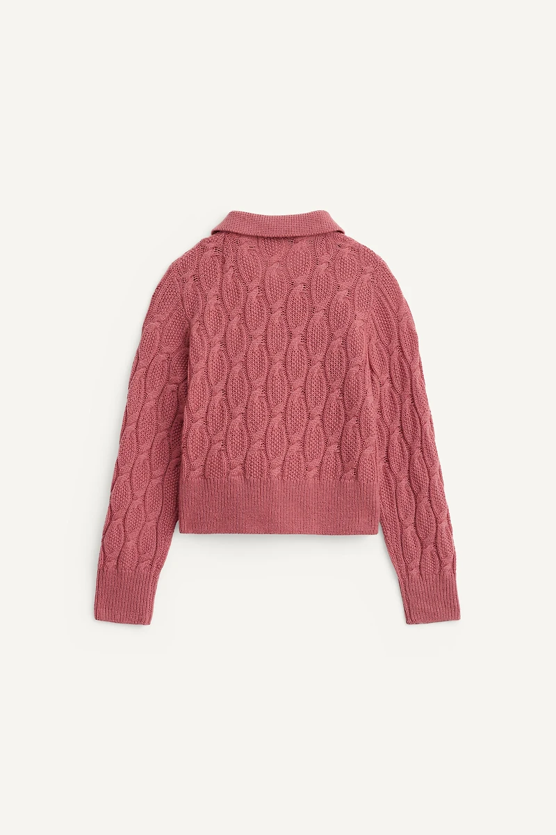 LIMITED EDITION CABLE KNIT 100% WOOL POLO SHIRT