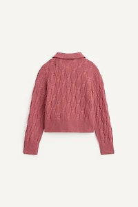 LIMITED EDITION CABLE KNIT 100% WOOL POLO SHIRT