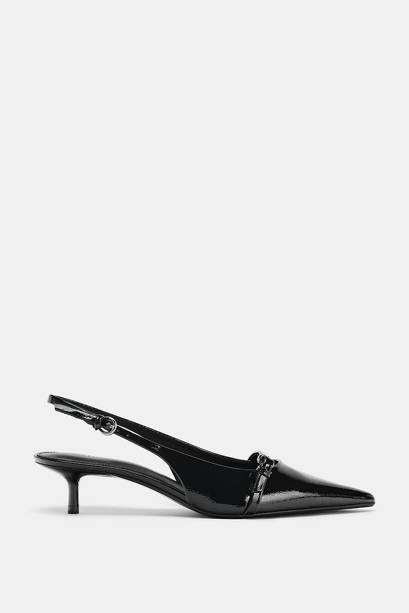 CHAUSSURES OUVERTES À L'ARRIÈRE TALONS KITTEN EN EFFET VERNI