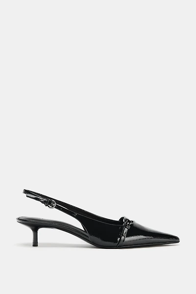 CHAUSSURES OUVERTES À L'ARRIÈRE TALONS KITTEN EN EFFET VERNI