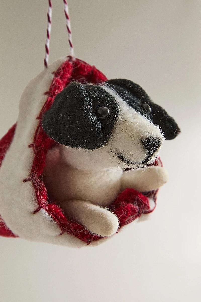 DÉCORATION SAPIN CHIEN FEUTRE NOËL