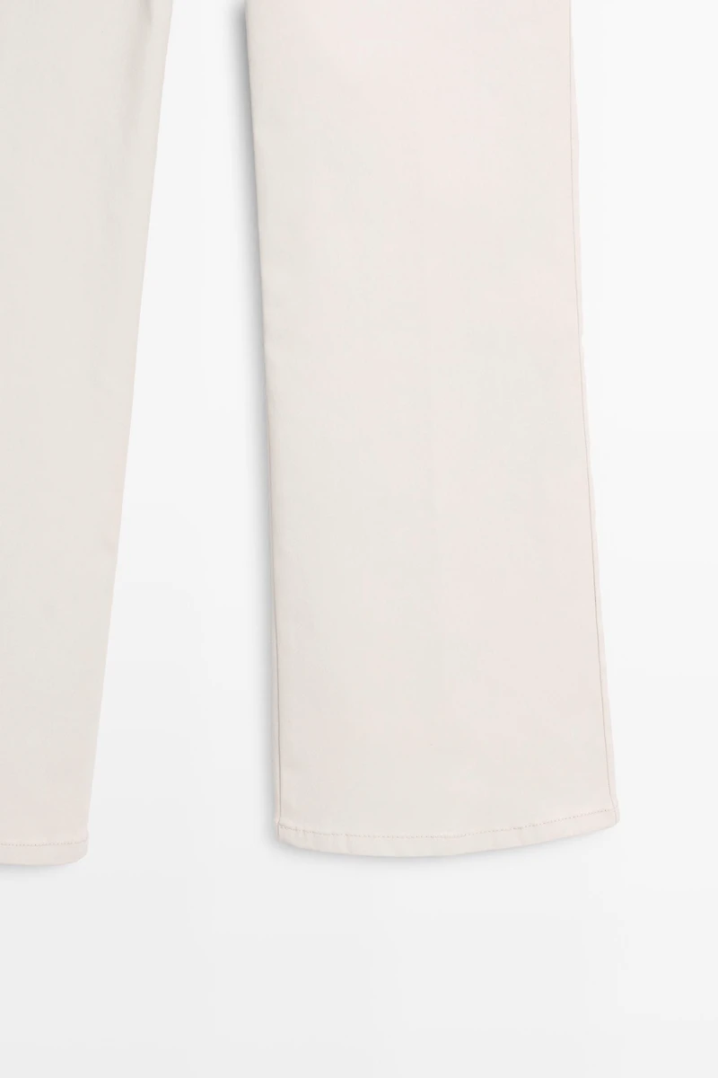 Pantalon flare taille moyenne enduit