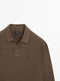 100% linen long sleeve polo shirt