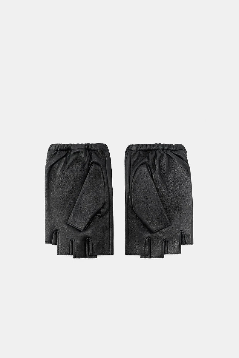 MITAINES COURTES EN CUIR CLOUS ET PIERRES
