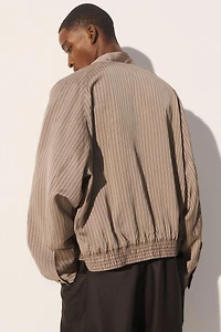 CROPPED STRIPED VISCOSE-CUPRO BOMBER JACKET