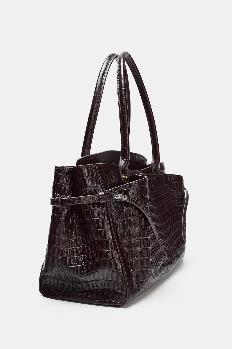 EMBOSSED LEATHER CITY BAG