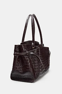 EMBOSSED LEATHER CITY BAG
