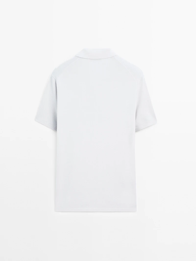 100% cotton textured knit polo shirt