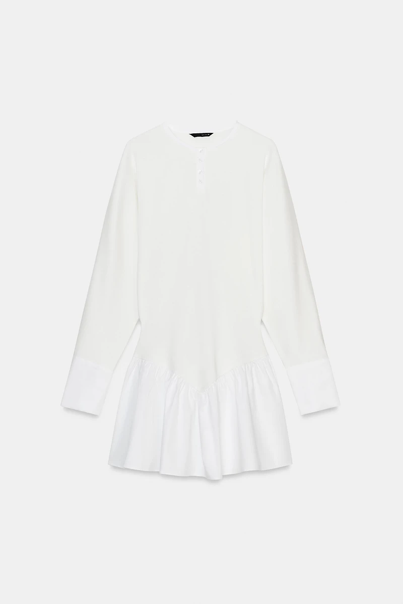 SHORT COMBINATION BATWING SLEEVE DRESS