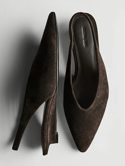 Split suede leather slingback shoes