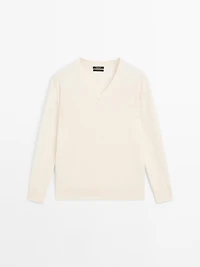 Knit 100% cashmere V-neck sweater