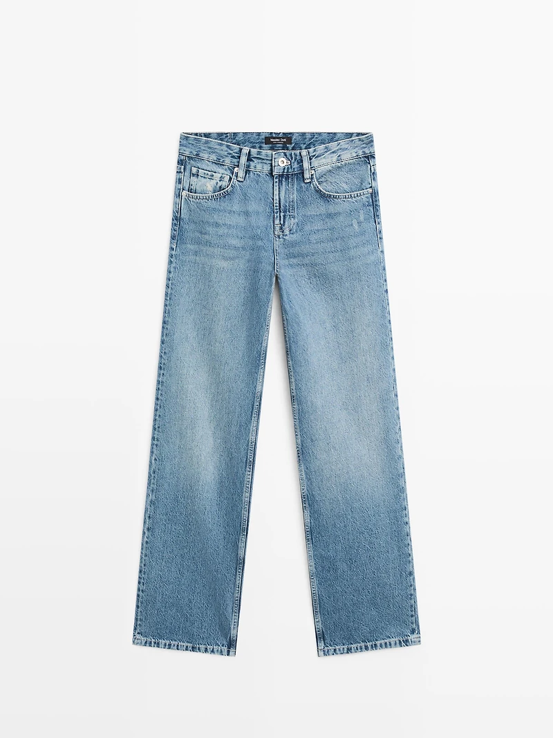 Low-rise straight-leg jeans