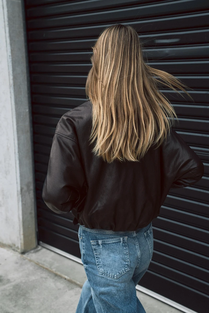 BLOUSON BOMBER MATIÈRE SYNTHÈTIQUE