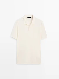 100% cotton textured knit polo shirt