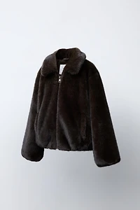 FAUX FUR BOMBER JACKET