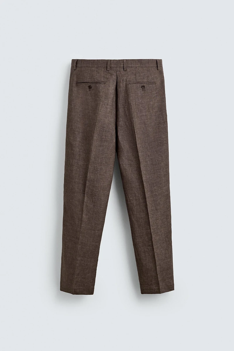100% LINEN REGULAR FIT PANTS