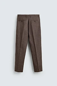 100% LINEN REGULAR FIT PANTS