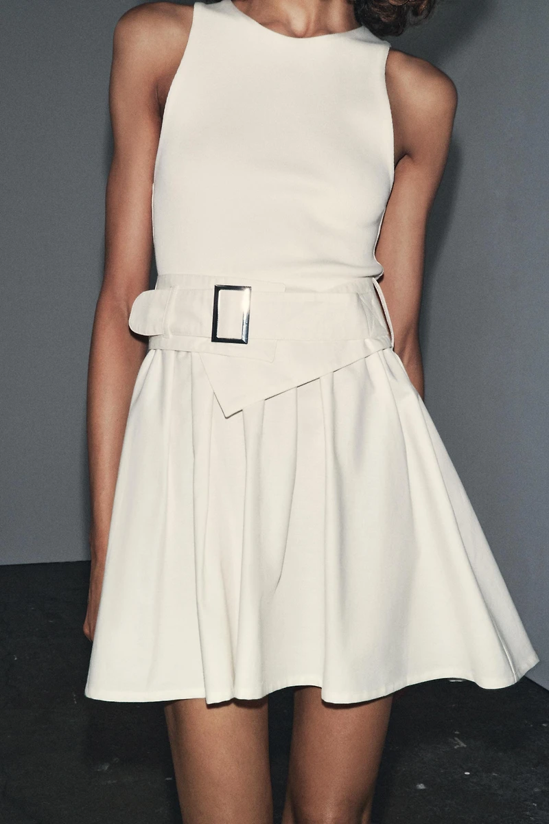 COMBINATION TWILL BELTED DRESS