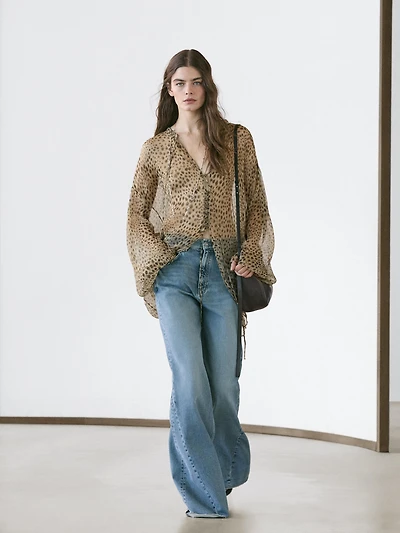 Flowing animal print blouse